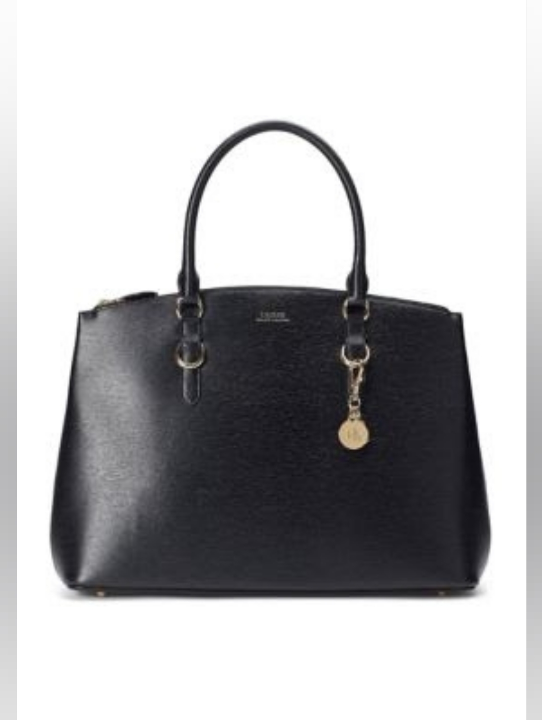 Lauren Ralph Lauren | Black Leather Tote With Gold Hardware